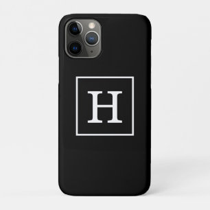 Black White Framed Initial Monogram Case-Mate iPhone Case