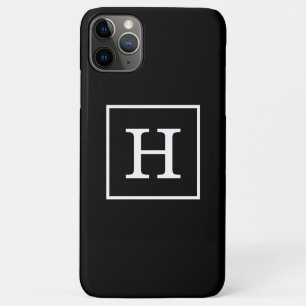 Black White Framed Initial Monogram Case-Mate iPhone Case