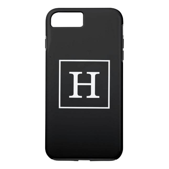 Black White Framed Initial Monogram Case-Mate iPhone Case (Back)