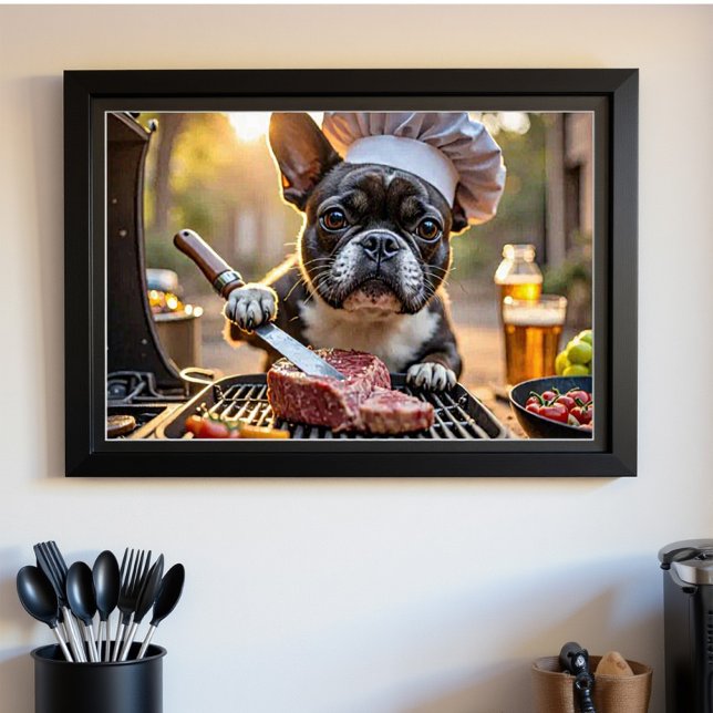 Black White French Bulldog Grillmaster Poster (Creator Uploaded)