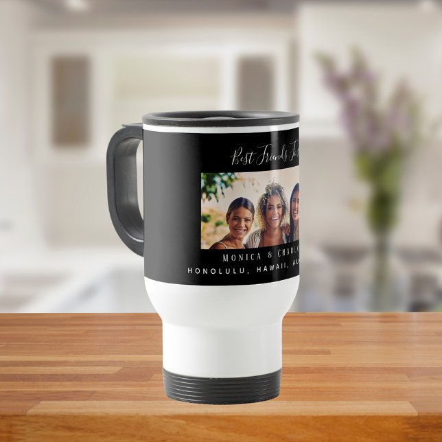 Black white friends forever photo travel mug (Creator Uploaded)
