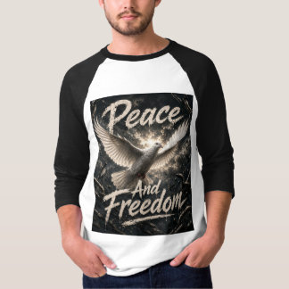 Black white full sleeves pigeon design T-Shirt