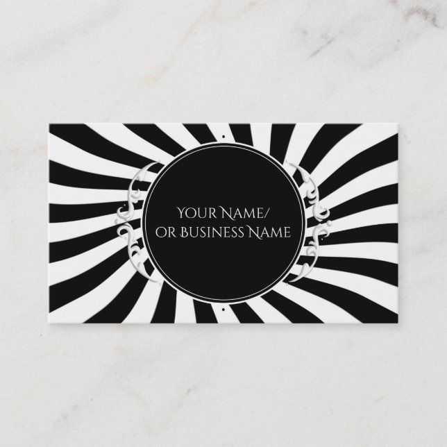 Black & White Fun Whimsical Stripes Business Card (Front)