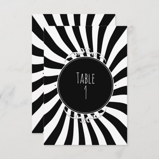 Black & White Fun Whimsical Stripes Table Number (Front/Back)
