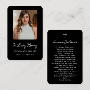 Black White Funeral Photo Memorial Prayer Card