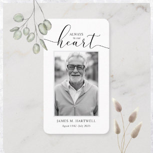 Black & White Funeral Photo Sympathy Modern Business Card