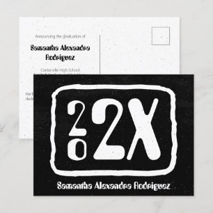 Black & White Funky Class Year Graduation Postcard