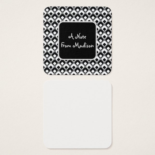 Black & White Funky Rounded Squares Pattern Notes (Front & Back)