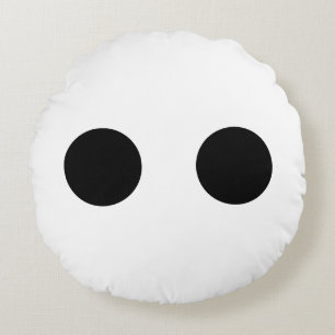 Black White Funny Cute Face Eyes Artsy Modern Round Cushion