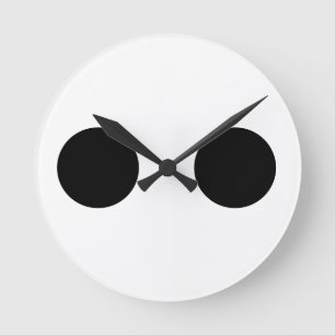 Black White Funny Cute Face Eyes Custom Cool Round Clock