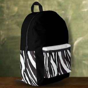 Black White Fur Pattern Border Collie Printed Backpack