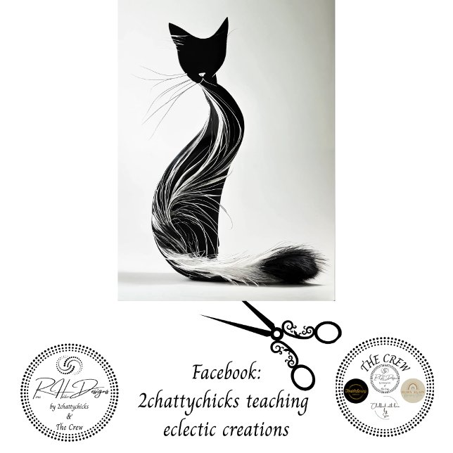 Black White Fury Silhouette Cat Decoupage Tissue Paper (Creator Uploaded)