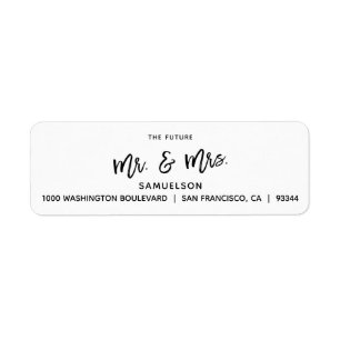 Black White Future Mr & Mrs Wedding Return Address