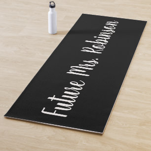 Black White Future Mrs Bachelorette Bridal Shower Yoga Mat