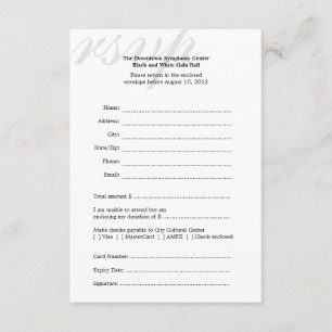 Black & white gala ball corporate RSVP response