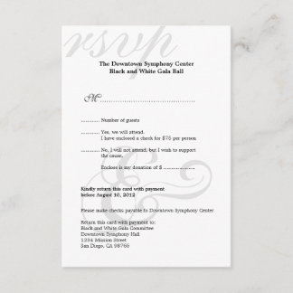 Black & white gala corporate simple RSVP response