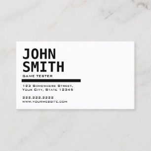 Black & White Game Testing Business Card