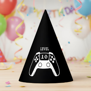 Black White Gaming Boy Birthday Party Hat
