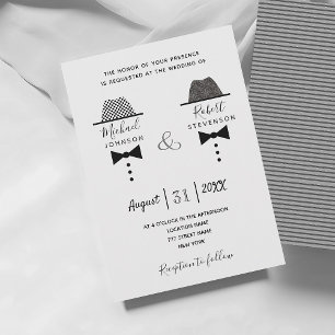 Black White Gay Wedding Invitation