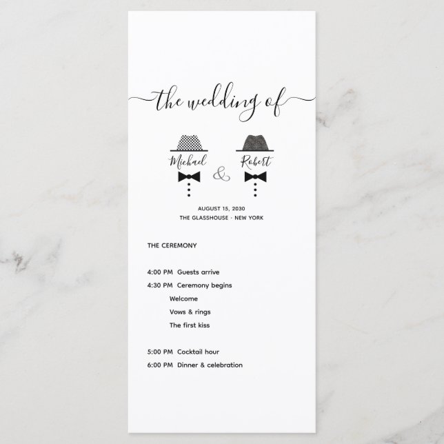 Black White Gay Wedding Programme (Front)