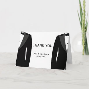 Black White Gay Wedding Thank You Greeting Cards