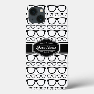 Black & White Geek Nerd Glasses Personalised iPhone 13 Case