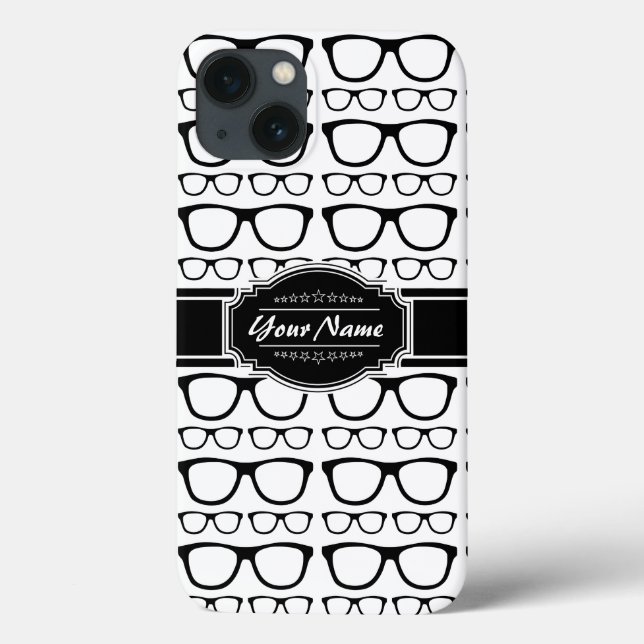 Black & White Geek Nerd Glasses Personalised Case-Mate iPhone Case (Back)