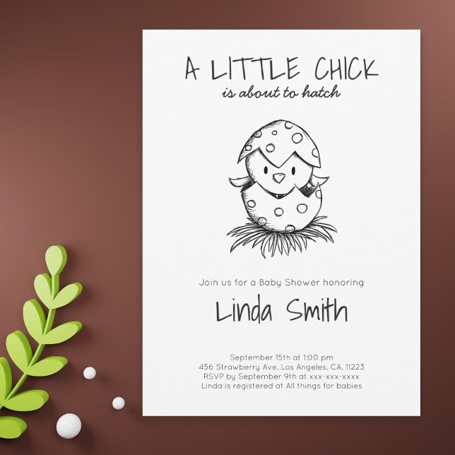 Black White Gender Neutral Bird Baby Shower Invitation (Black White Gender Neutral Bird Baby Shower Invitation )