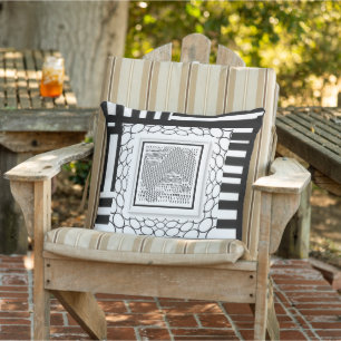 Black White Geo Collage Cushion