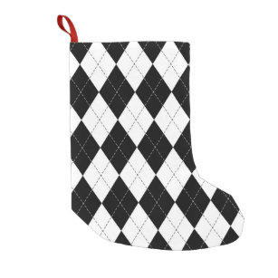Black White Geometric Argyle Pattern Small Christmas Stocking