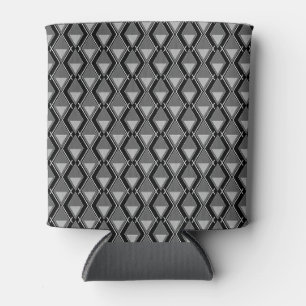 black white geometric art deco print can cooler
