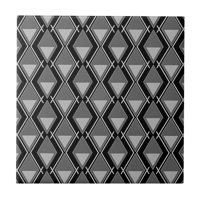 black white geometric art deco print tile (Front)