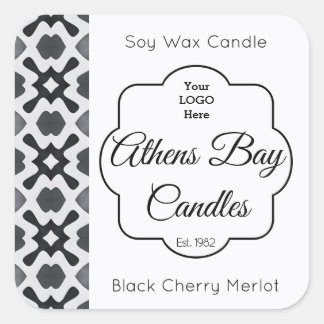 Black & White Geometric Candle Product Label