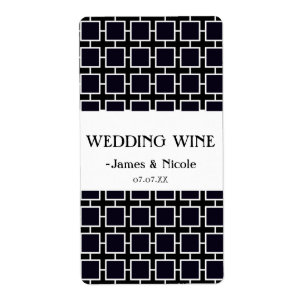 Black & White Geometric Chic Wedding Wine Label