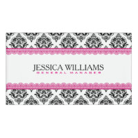 Black & White Geometric Damasks Pink Lace Accents