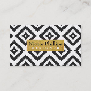 Black & White Geometric Gold Chic Business Card