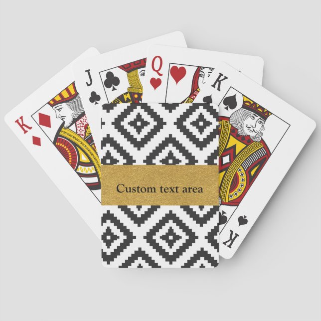 Black & White Geometric & Gold Chic Playing Cards (Back)