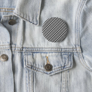 Black White Geometric Grid 6 Cm Round Badge