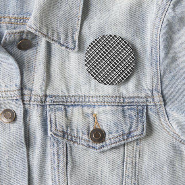 Black White Geometric Grid 6 Cm Round Badge (In Situ)