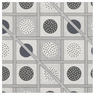 Black & White Geometric Grid Monochrome Pattern Fabric