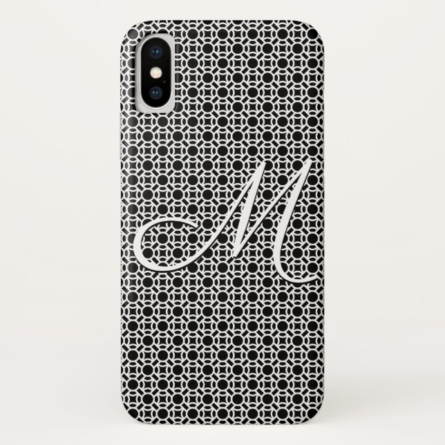 Black & White Geometric Initial Monogram Case-Mate iPhone Case (Back)