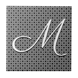 Black & White Geometric Initial Monogram Tile
