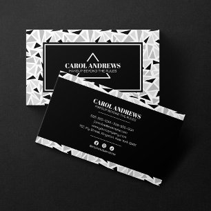 Black & White Geometric Makeup Artist Lashes Brows Business Card