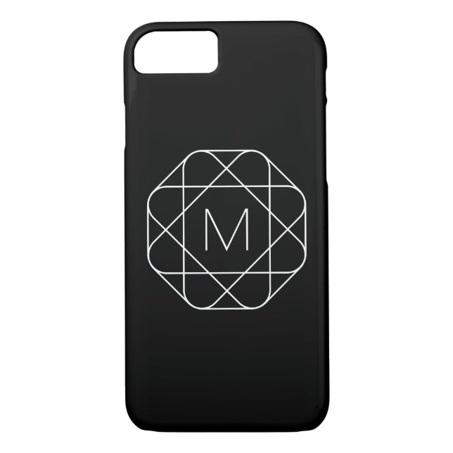 Black & White Geometric Monogram Case-Mate iPhone Case (Back)