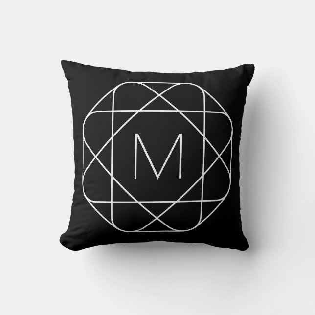 Black & White Geometric Monogram Cushion (Front)