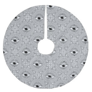 Black/White Geometric Pattern Brushed Polyester Tree Skirt