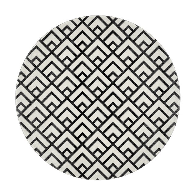Black & White Geometric Pattern Cutting Board (Front)