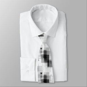 Black White Geometric Pattern Dressy Tie