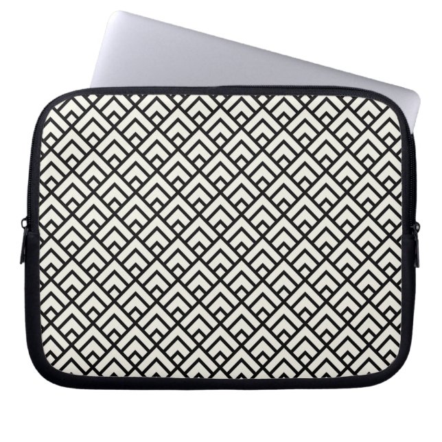 Black & White Geometric Pattern Laptop Sleeve (Front)