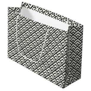 Black & White Geometric Pattern Large Gift Bag